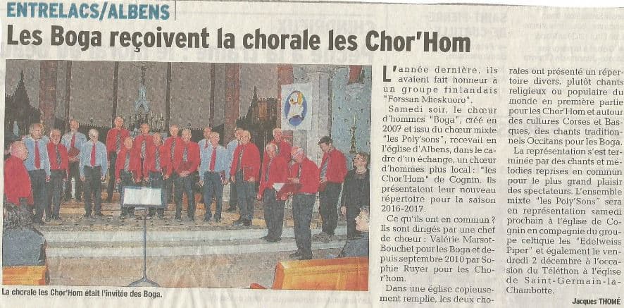 Article DL concert Albens Boga ChorHom 12.11.2016